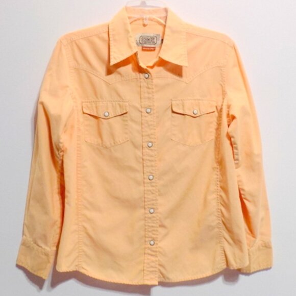 C.E. Schmidt Tops - C.E. Schmidt Women’s Western Orange Long Sleeve Pearl Snap Shirt – Size: Medium